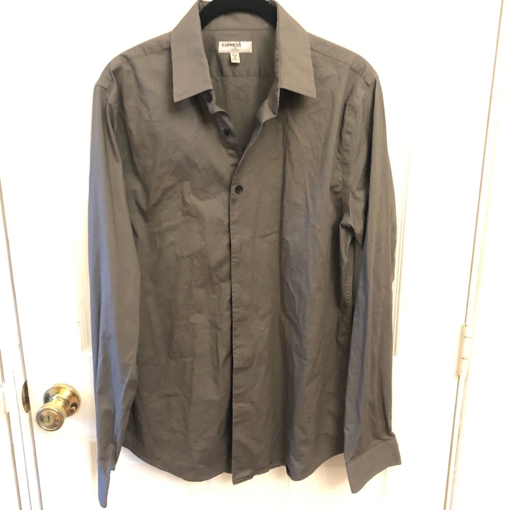 Grey Long Sleeve Button Down Shirt SZ. M